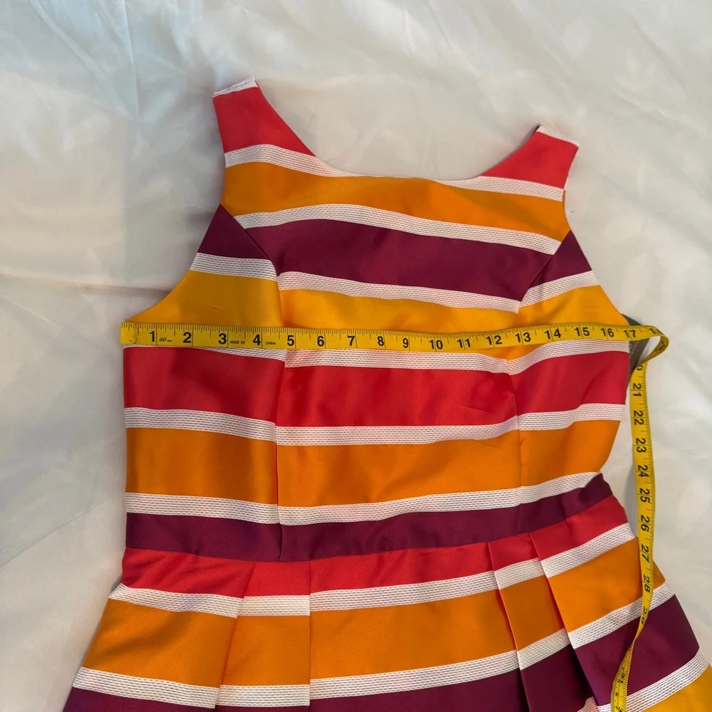 Evan Mendez For NY & Co Striped A-line Satin Dress Women’s 14 NWT Orange - Picture 5 of 7